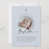 バプテスマ写真サンキューデュスキーブルー サンキューカード (正面)