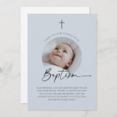 バプテスマ写真サンキューデュスキーブルー サンキューカード (正面/裏面)