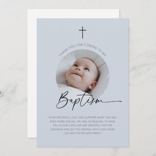 バプテスマ写真サンキューデュスキーブルー サンキューカード (正面/裏面)