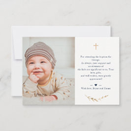 バプテスマ写真サンキューネイビーブルーカード 招待状