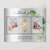 バプテスマ写真シルバーユーカリサンキューカード (正面)