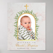 バプテスマ写真フェイク金ゴールドアーチ緑の歓迎 ポスター (正面)