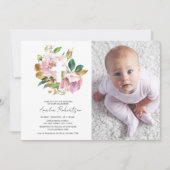 バプテスマ写真フローラガールウォーター色 招待状 (正面)