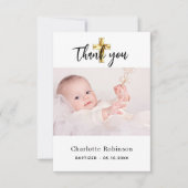 バプテスマ写真ホワイト男の赤ちゃんガール サンキューカード (正面)