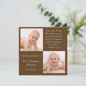 バプテスマ写真招待状と聖書の詩 招待状 (スタンド正面)