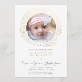 バプテスマ写真招待状付き/金ゴールド – ベビーガール，少年 招待状