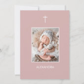 バプテスマ写真白ピンクの女の子宗教 招待状 (裏面)