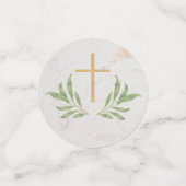 バプテスマ写真緑の植物幾何学大理石 コンフェッティ (スモール正面)