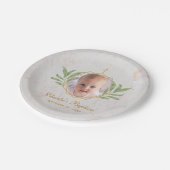 バプテスマ写真葉大理石植物幾何学 ペーパープレート (アングル)