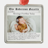 バプテスマ写真記念の新聞 メタルオーナメント (正面)