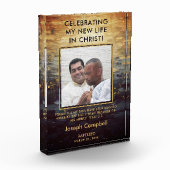 バプテスマ写真記念ギフトモダンクリスチャン男 フォトブロック (左)