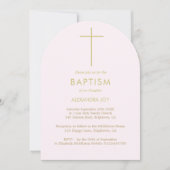 バプテスマ写真金ゴールドピンクの女の子宗教 招待状 (正面)