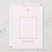 バプテスマ写真金ゴールドピンクの女の子宗教 招待状 (裏面)