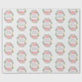 バプテスマ名前と日付クロス鳩の花 ラッピングペーパー (フラット)