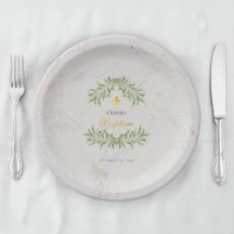 バプテスマ大理石の葉の緑のフェイク金ゴールドスクリプト