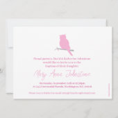 バプテスマ女の子フクロウ鳥の写真招待カード 招待状 (裏面)