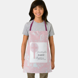 バプテスマ孫娘ピンクレパーソナライズされたース エプロン
