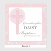 バプテスマ孫娘ピンクレパーソナライズされたース シール (シート)