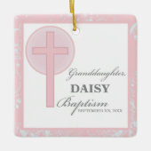 バプテスマ孫娘ピンクレパーソナライズされたース セラミックオーナメント (正面)