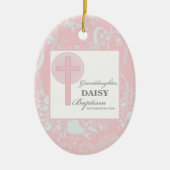 バプテスマ孫娘ピンクレパーソナライズされたース セラミックオーナメント (正面)