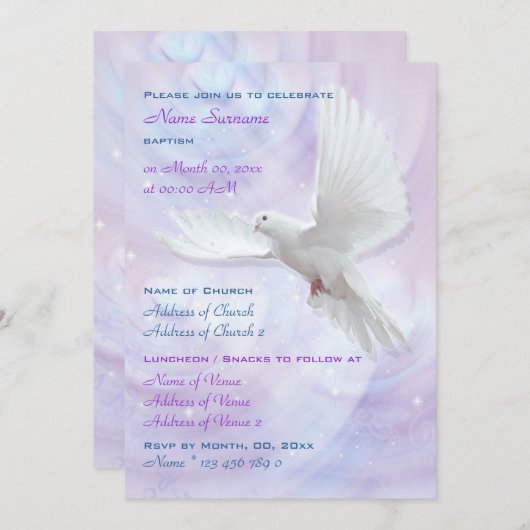 バプテスマ宗教共産主義の確認鳩 招待状 (正面/裏面)