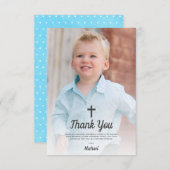 バプテスマ宗教《キリスト教》洗礼式や命名式少年の写真 サンキューカード (正面/裏面)