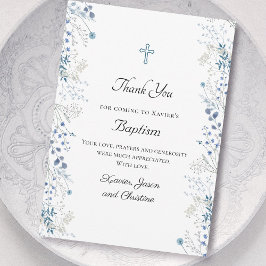 バプテスマ小さな青い水色の花感謝していあなた 招待状