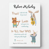 バプテスマ少年かわいいミュージカル動物と聖句 フォトプラーク (正面)