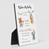 バプテスマ少年かわいいミュージカル動物と聖句 フォトプラーク (側面)