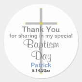 バプテスマ少年サンキュースティッカー ラウンドシール (正面)