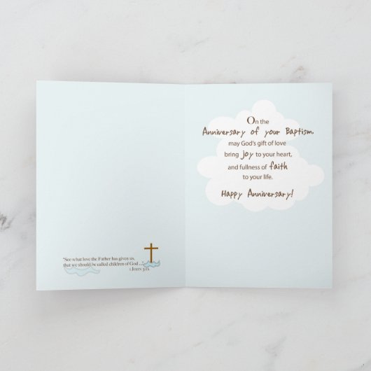 バプテスマ少年ノアの箱舟の記念日 カード (内部)