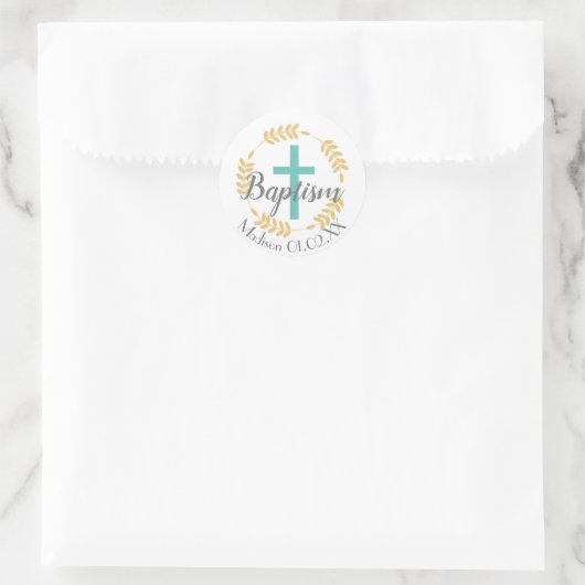 バプテスマ循環リースとクロスカイルドの名前 ラウンドシール (バッグ)