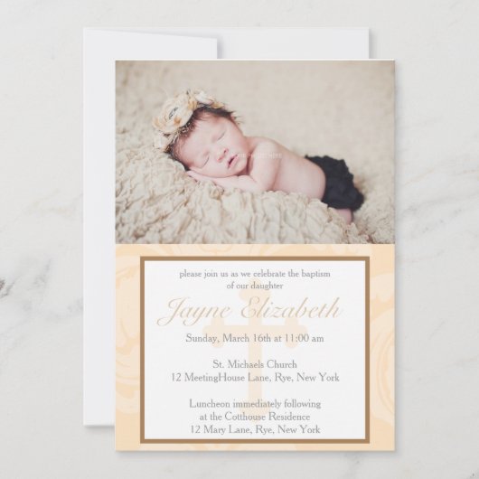 バプテスマ恵み《キリスト教》洗礼式や命名式招待状 – ピンク 招待状 (正面)