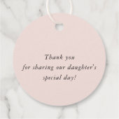 バプテスマ感謝あなたモダン金ゴールドクロスガールベビーピンク フェイバータグ (裏面)