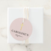 バプテスマ感謝あなたモダン金ゴールドクロスガールベビーピンク フェイバータグ (インサイチュ)