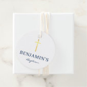 バプテスマ感謝あなたモダン金ゴールドクロス海軍ホワイト フェイバータグ (インサイチュ)