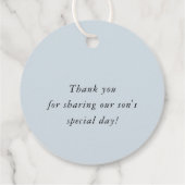 バプテスマ感謝あなた大きな金ゴールドクロス赤ちゃんブルーファボー フェイバータグ (裏面)