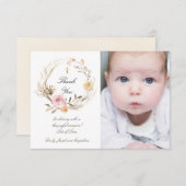 バプテスマ感謝していイージピンクの花 招待状 (正面/裏面)