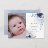 バプテスマ感謝していスキミほこりっぽい青いバラ 招待状 (正面/裏面)