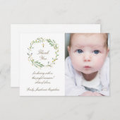 バプテスマ感謝していスキミ緑のリース招待 招待状 (正面/裏面)