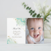 バプテスマ感謝していティール(緑がかった色)インク大理石の招待 招待状 (スタンド正面)