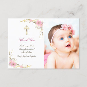 バプテスマ感謝していユーさくらんぼの花 招待状