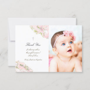 バプテスマ感謝していーキピンクインク大理石の招待 招待状