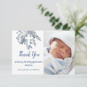 バプテスマ感謝してい男の赤ちゃんユブルー水色 招待状 (スタンド正面)