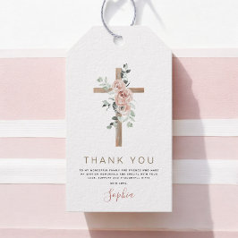 バプテスマ感謝ほこりっぽいピンクのローズガール ギフトタグ