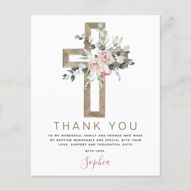 バプテスマ感謝ほこりっぽいピンクのローズクリスチャン (正面)