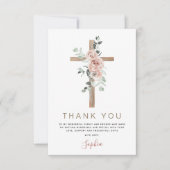 バプテスマ感謝ほこりっぽいピンクのローズクリスチャン サンキューカード (正面)