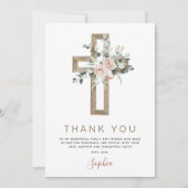 バプテスマ感謝ほこりっぽいピンクのローズクリスチャン 招待状 (正面)