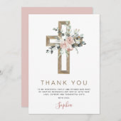 バプテスマ感謝ほこりっぽいピンクのローズクリスチャン 招待状 (正面/裏面)