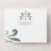 バプテスマ招待状とRSVPカードセージグリーンクレスト オールインワン招待状 (裏面)